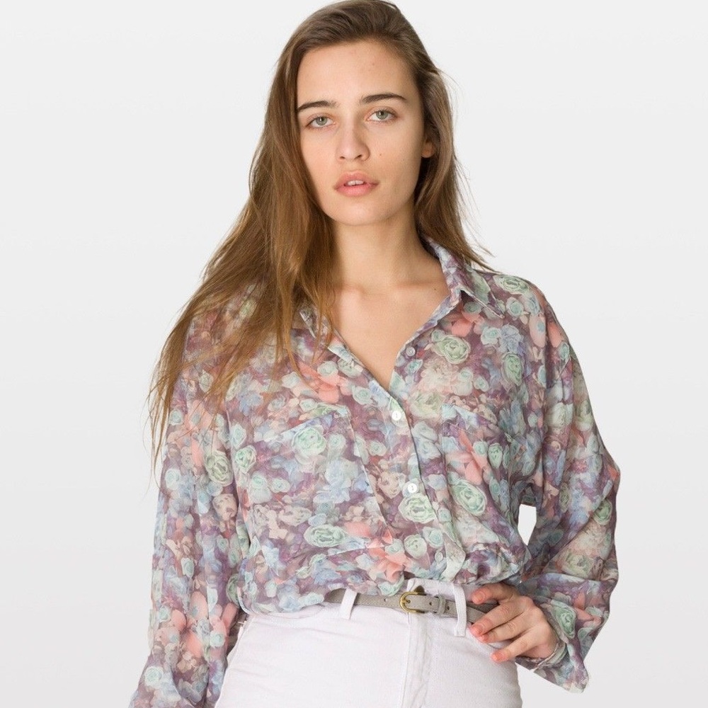 American Apparel Chiffon Button-up